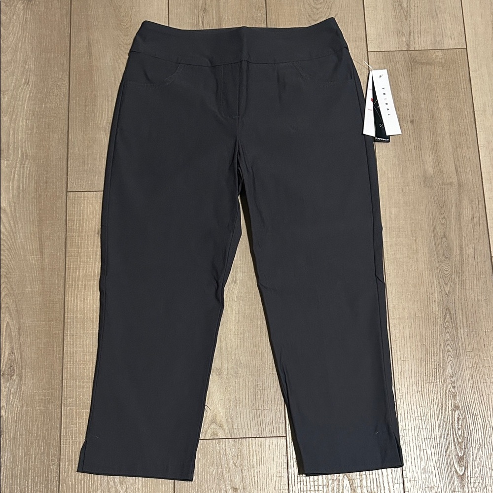 Tribal Women's Flatten Capri Pant, Carbon, 8